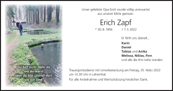Anzeige von Erich Zapf von MGO