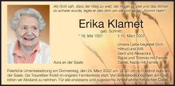 Anzeige von Erika Klamet von MGO