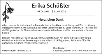 Anzeige von Erika Schüßler von MGO