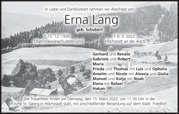 Anzeige von Erna Lang von MGO