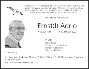Anzeige von Ernst Adrio von MGO