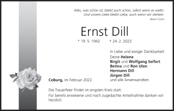 Anzeige von Ernst Dill von MGO