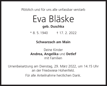 Anzeige von Eva Bläske von MGO