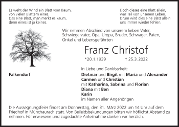 Anzeige von Franz Christof von MGO