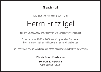 Anzeige von Fritz Igel von MGO