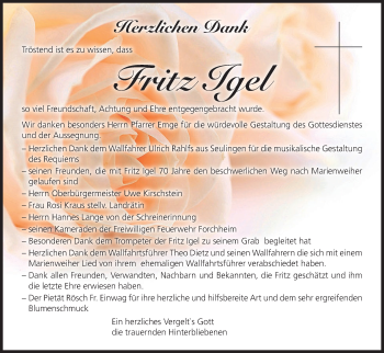 Anzeige von Fritz Igel von MGO