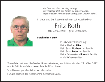 Anzeige von Fritz Roth von MGO