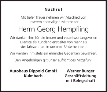 Anzeige von Georg Hempfling von MGO