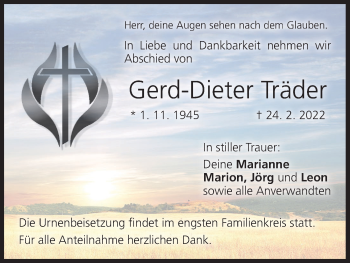 Anzeige von Gerd-Dieter Träder von MGO