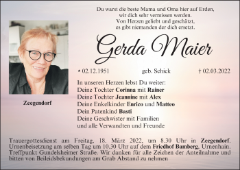 Anzeige von Gerda Maier von MGO