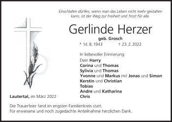Anzeige von Gerlinde Herzer von MGO