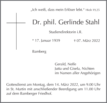 Anzeige von Gerlinde Stahl von MGO