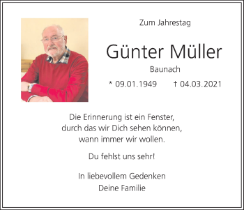 Anzeige von Günter Müller von MGO