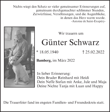 Anzeige von Günter Schwarz von MGO
