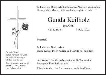 Anzeige von Gunda Keilholz von MGO