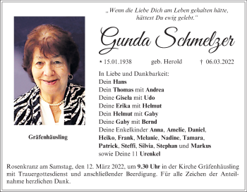 Anzeige von Gunda Schmelzer von MGO