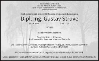 Anzeige von Gustav Struve von MGO