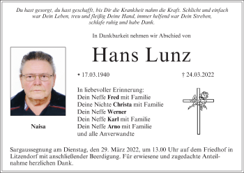 Anzeige von Hans Lunz von MGO