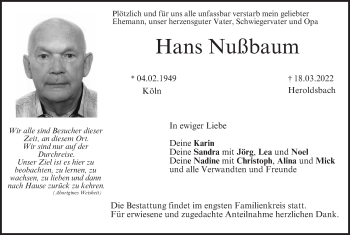Anzeige von Hans Nußbaum von MGO
