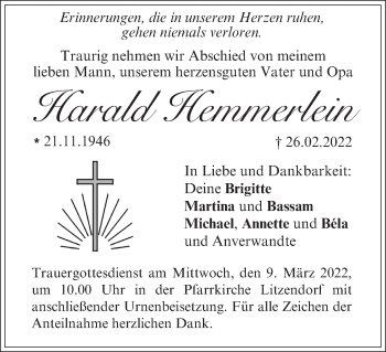 Anzeige von Harald Hemmerlein von MGO