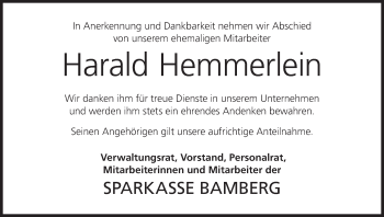 Anzeige von Harald Hemmerlein von MGO