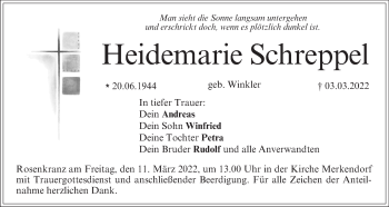 Anzeige von Heidemarie Schreppel von MGO