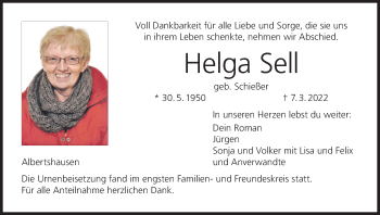 Anzeige von Helga Sell von MGO
