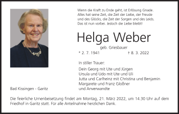 Anzeige von Helga Weber von MGO