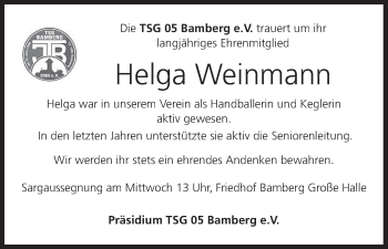Anzeige von Helga Weinmann von MGO