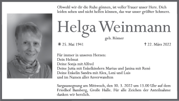 Anzeige von Helga Weinmann von MGO