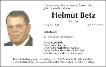 Anzeige von Helmut Betz von MGO