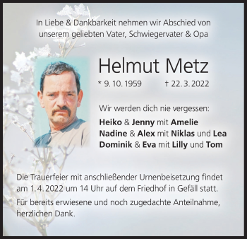 Anzeige von Helmut Metz von MGO