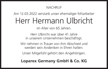 Anzeige von Hermann Ulbricht von MGO