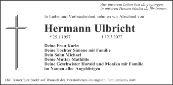 Anzeige von Hermann Ulbricht von MGO