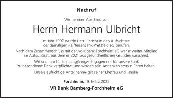 Anzeige von Hermann Ulbricht von MGO