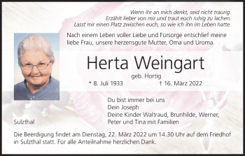 Anzeige von Herta Weingart von MGO
