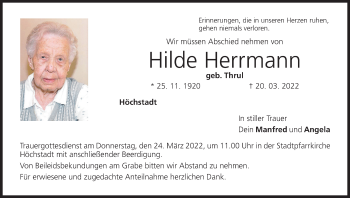 Anzeige von Hilde Herrmann von MGO