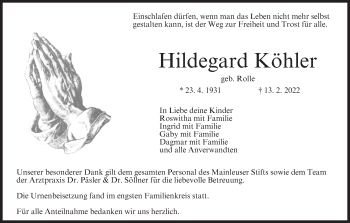 Anzeige von Hildegard Köhler von MGO