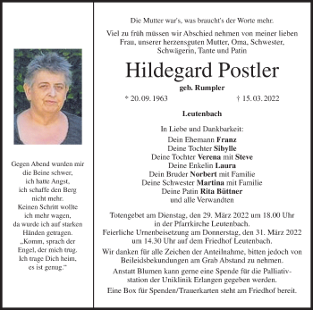 Anzeige von Hildegard Postler von MGO