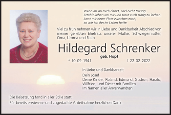 Anzeige von Hildegard Schrenker von MGO