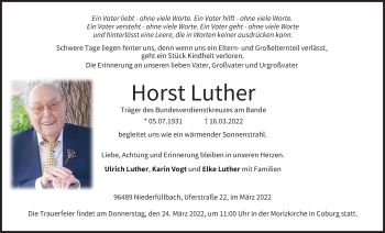 Anzeige von Horst Luther von MGO