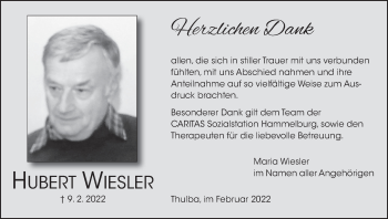 Anzeige von Hubert Wiesler von MGO
