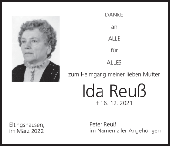 Anzeige von Ida Reuß von MGO