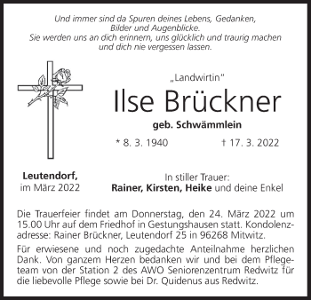 Anzeige von Ilse Brückner von MGO