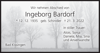 Anzeige von Ingeborg Bardorf von MGO