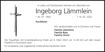 Anzeige von Ingeborg Lämmlein von MGO