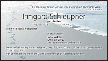 Anzeige von Irmgard Schleupner von MGO
