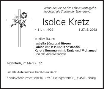 Anzeige von Isolde Kretz von MGO