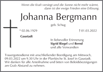 Anzeige von Johanna Bergmann von MGO
