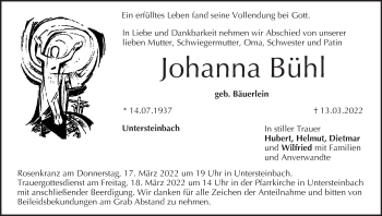 Anzeige von Johanna Bühl von MGO